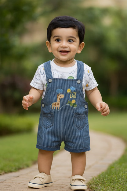 Boys Printed T-shirt and Dungaree Set
