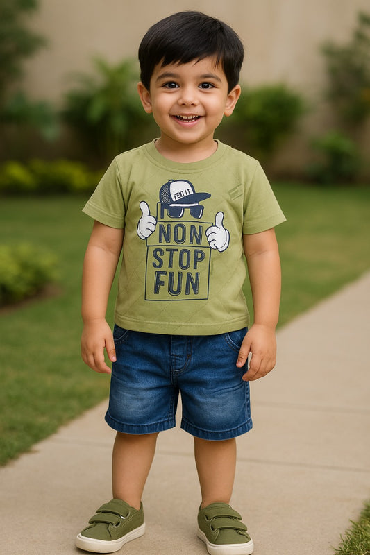 Boys Typography Printed T-shirt and Shorts
