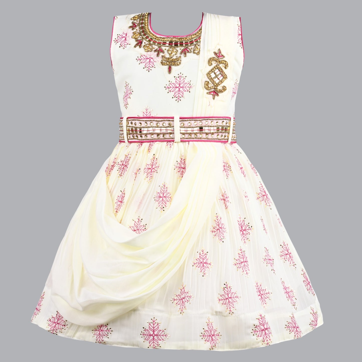 Girls Floral Print Fit and Flare Frock Dress
