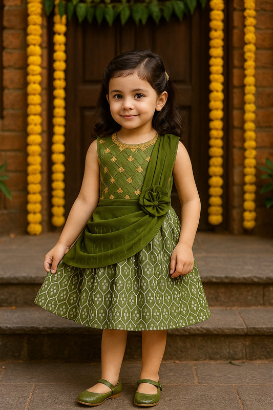 Girls Printed Sequin Embroidery with Duppata Ethnic Dress