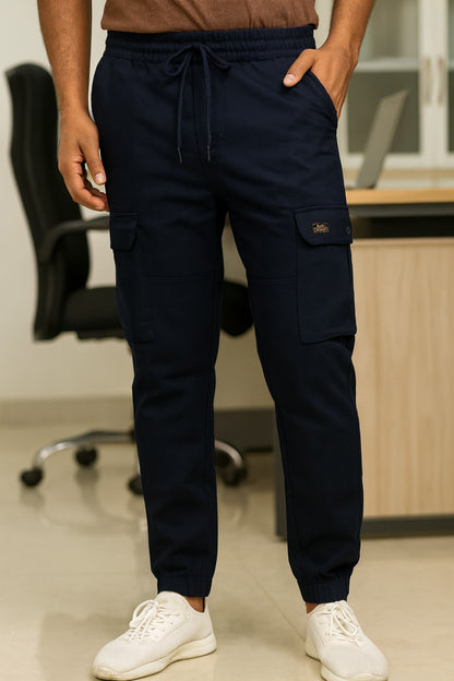 Men’s Cotton Cargo Pants | Comfortable Casual Wear with Multi Utility Pockets | Elastic Waist & Cuffed Jogger Fit