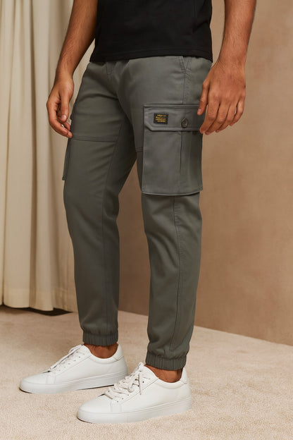 Men’s Cotton Cargo Pants | Comfortable Casual Wear with Multi Utility Pockets | Elastic Waist & Cuffed Jogger Fit