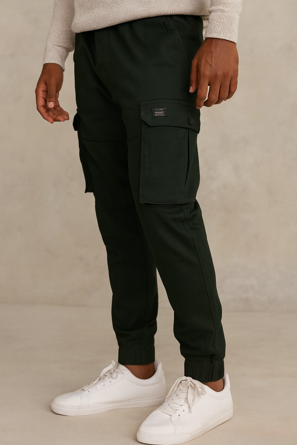 Men’s Cotton Cargo Pants | Comfortable Casual Wear with Multi Utility Pockets | Elastic Waist & Cuffed Jogger Fit