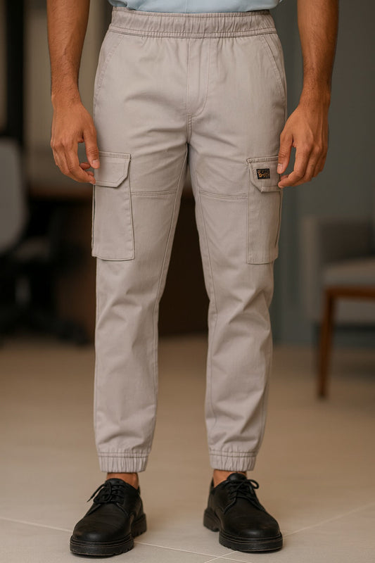 Men’s Cotton Cargo Pants | Comfortable Casual Wear with Multi Utility Pockets | Elastic Waist & Cuffed Jogger Fit - Wish