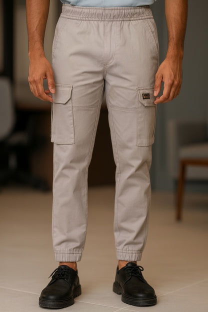 Men’s Cotton Cargo Pants | Comfortable Casual Wear with Multi Utility Pockets | Elastic Waist & Cuffed Jogger Fit