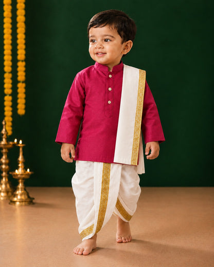 Ethnic Art Silk Kurta Dhoti SetArt Silk Kurta Dhoti Set