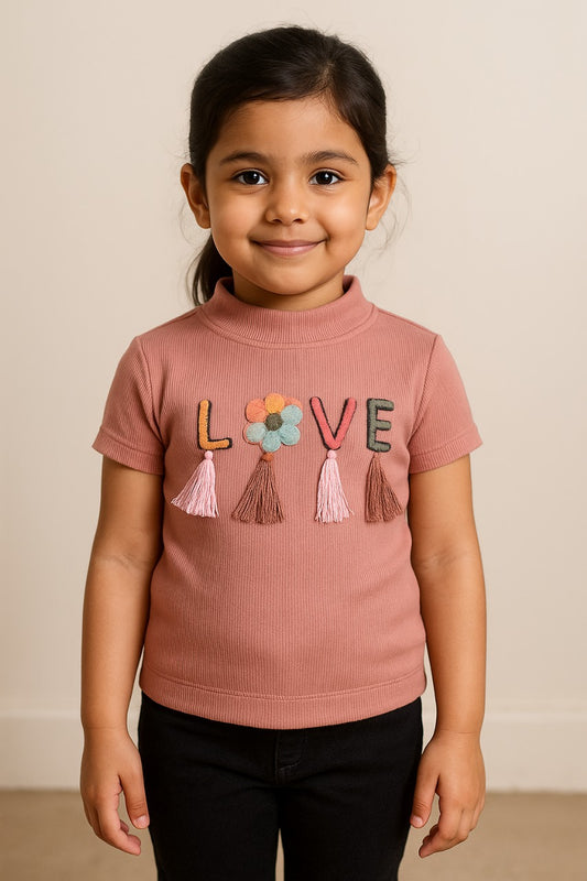Girls Patch Work Designed T-Shirt