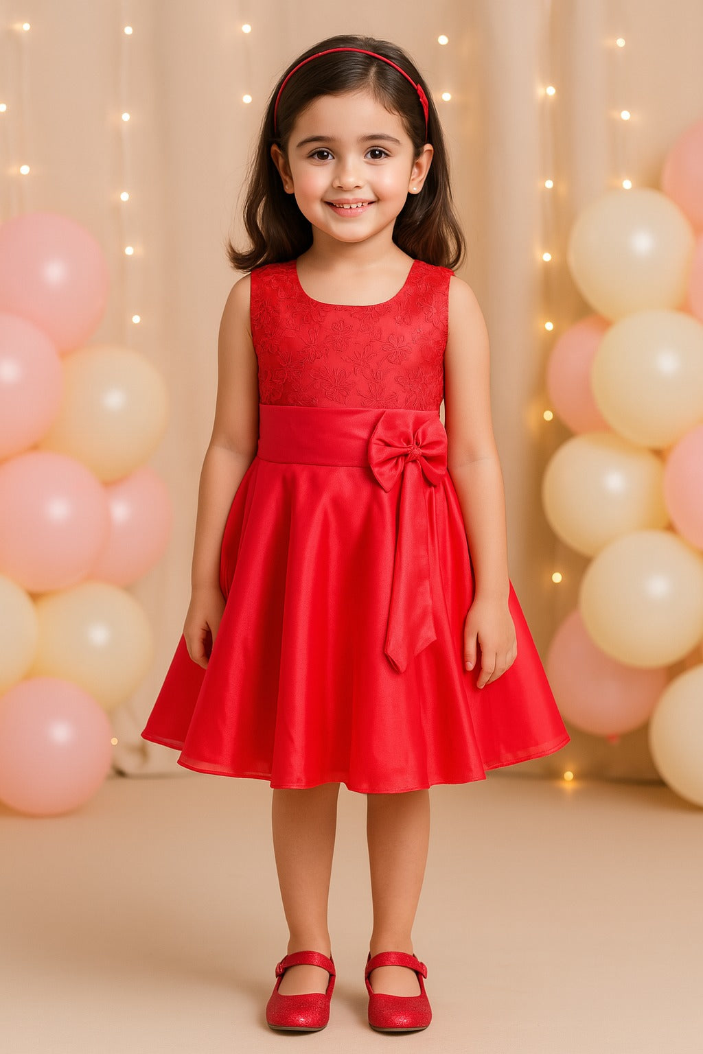 Girls Embroidered Bow Dress