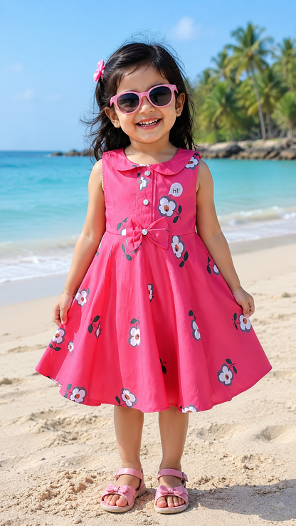 Girls Yellow Floral Peter Pan Collar Dress