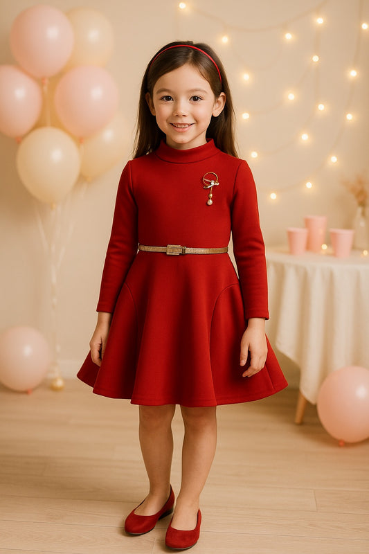 High Neck Belted Dress -  fe2698