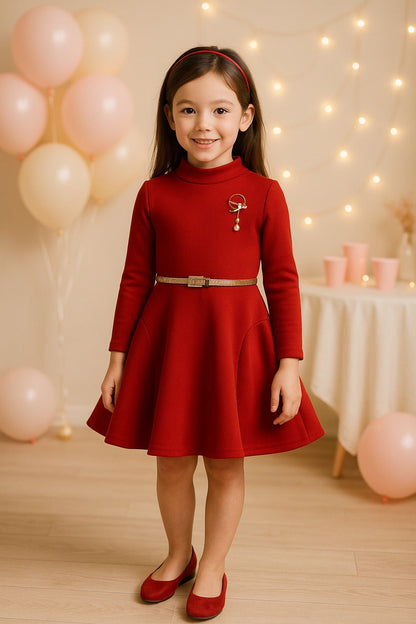 High Neck Belted Dress -  fe2698