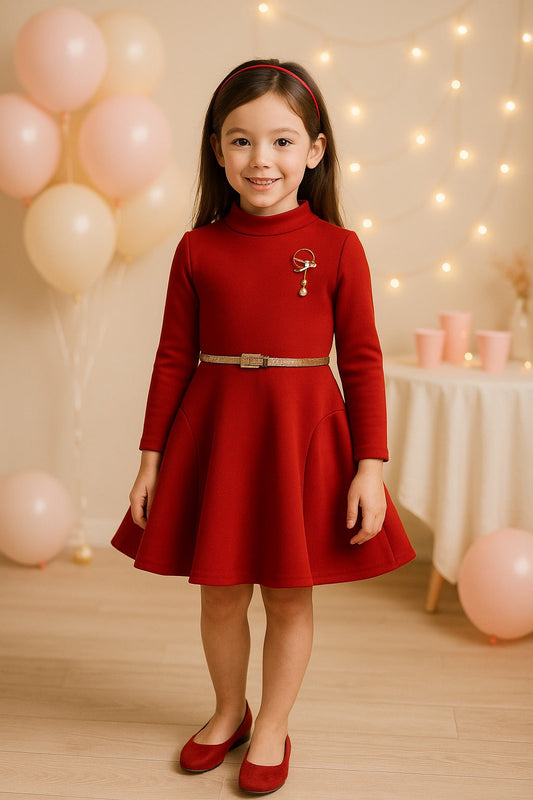 High Neck Belted Dress -  fe2698
