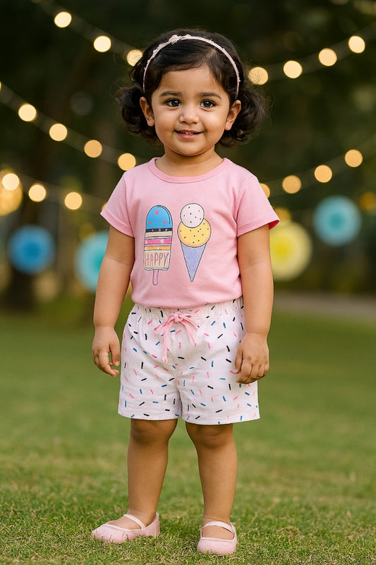Girls Ice Cream Printed Clothing Set