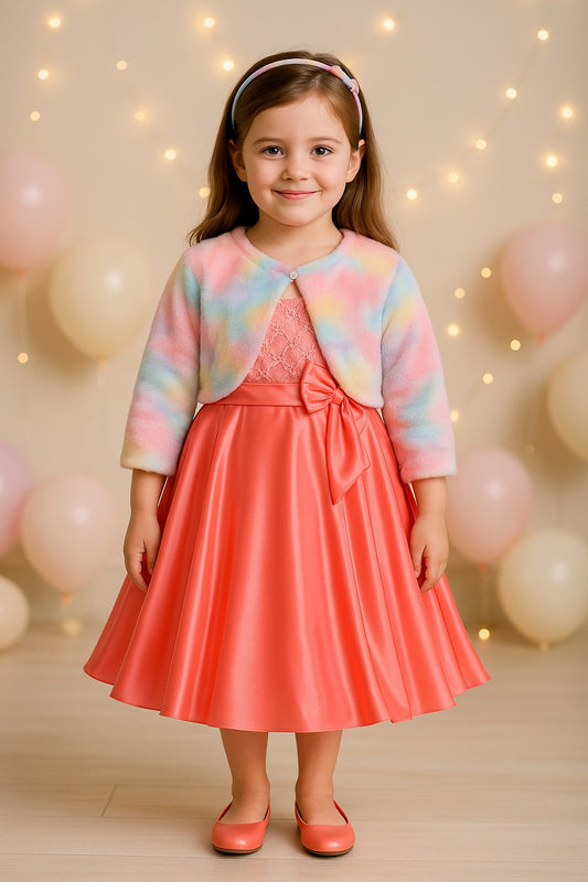 Wish Karo Baby Girls Partywear Frocks Dress With Jacket