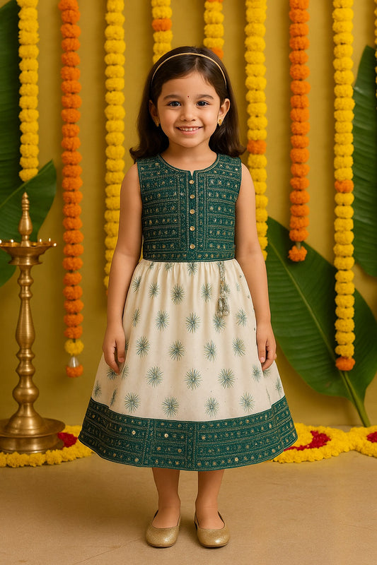 Girls Embellished A-Line Frock Dress