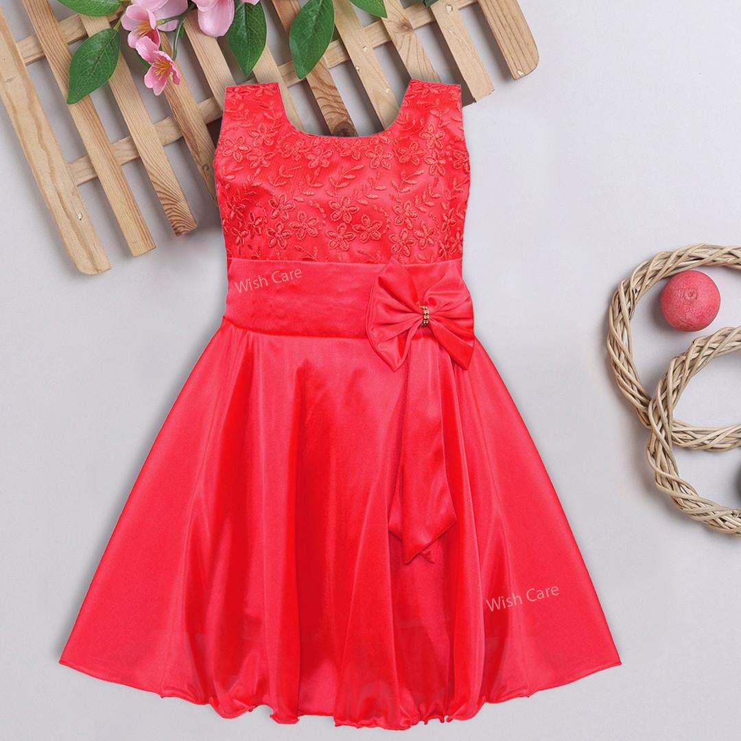 Girls Embroidered Bow Dress
