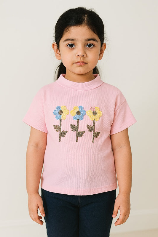 Girls applique Print T-shirt
