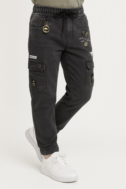 Boys Denim Printed Jogger Fit Jeans