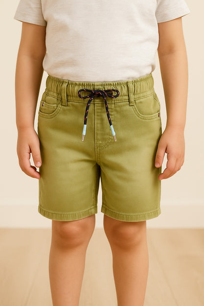 Boys Elastic Waist Drawstring Demin Shorts