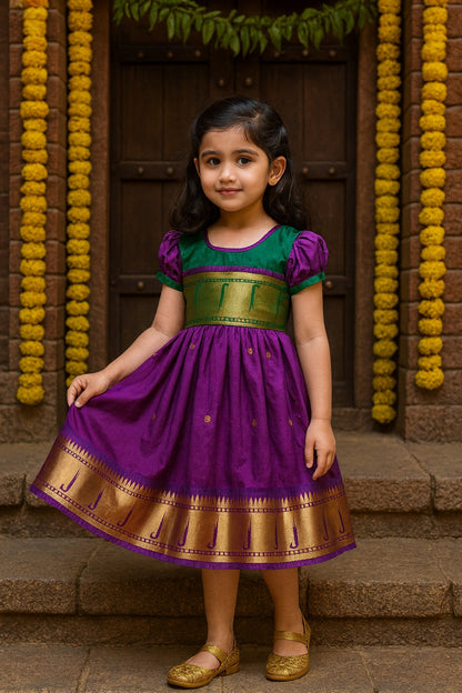 Girls Traditional Zari Border Ethnic Dress