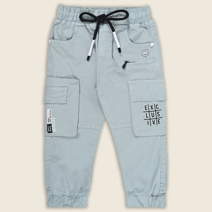 Boys Cotton Denim Cargo Joggers Printed Pants