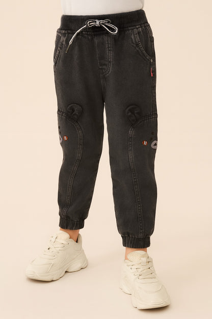 Boys Elastic Waist Cargo Denim Trouser