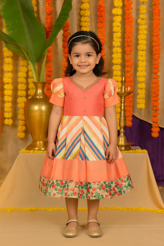 Girls Ethnic Floral Printed Frock Dress