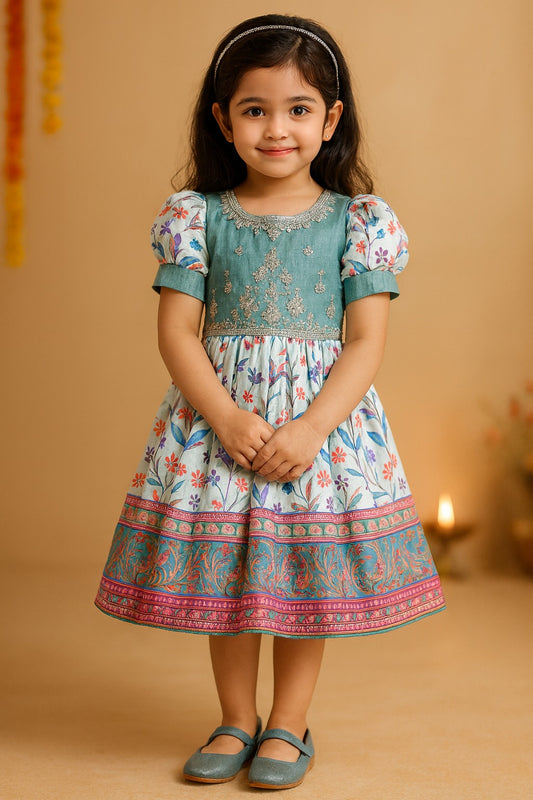 Girls Embellished Zari Embroidery Ethnic Dress fe3544