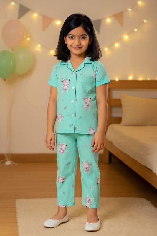 Unisex Printed Top and Bottom Pyjamas Night Dress
