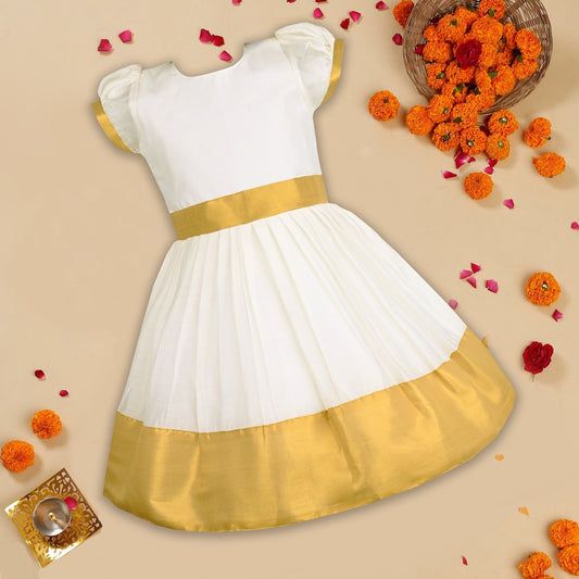 Buy Premium Onam Dress for Baby Girl Online | Girls Onam kasavu dress