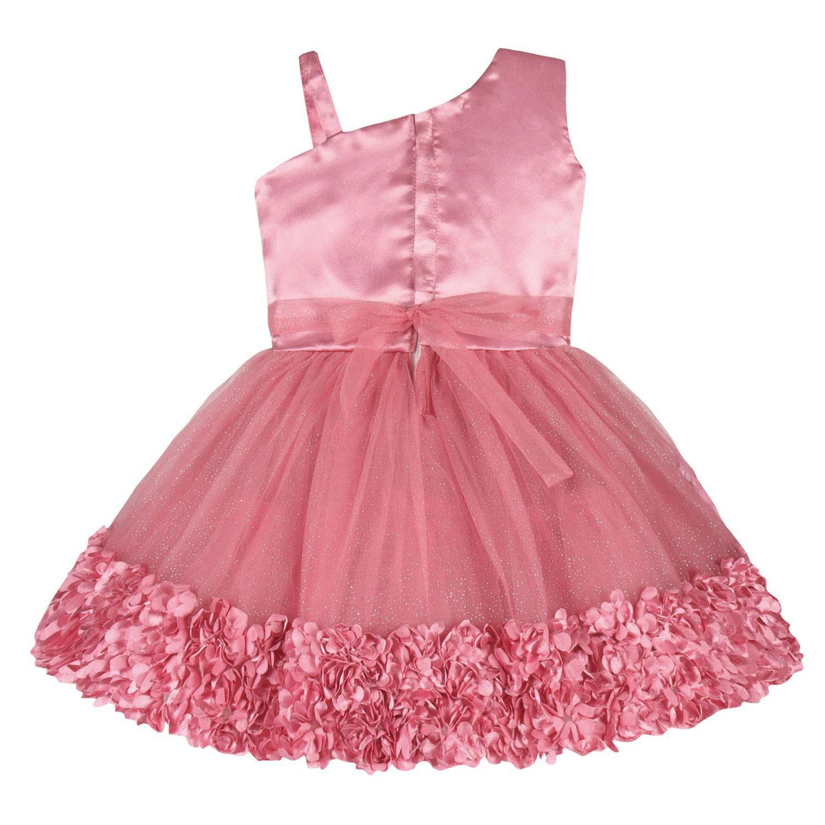 Girls Satin Flower Detailing Net Dress