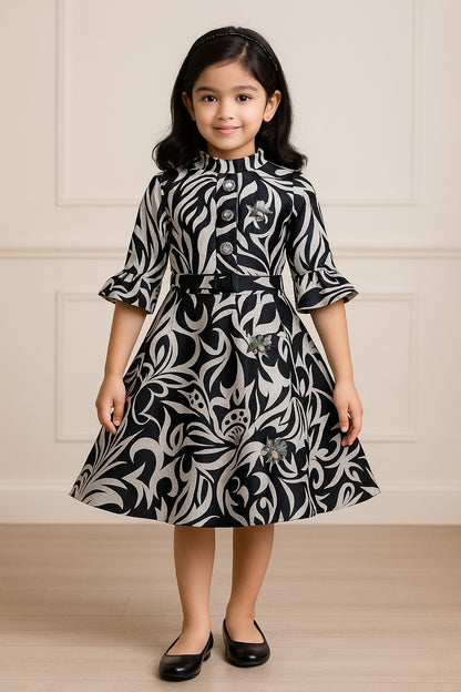 Girls A-line Striped Velvet Party dress