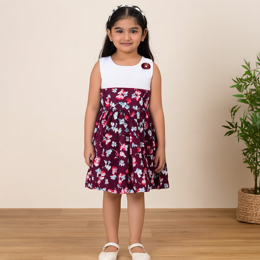 Girls Floral Printed Fit and Flare Dress