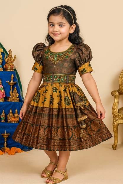 Buy Premium Baby Girls Ethnic Silk Pattu Pavadai Dress Online | Baby Girls Ethnic Dresses