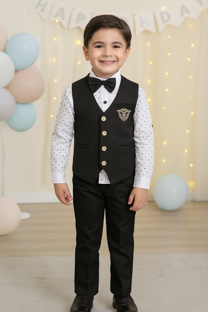 Boys 3 piece strip clothing set with bow tie