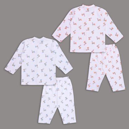 Baby Hosiery Nightwear Set (Shirt & Pyjama) with Cute Print – Pack of 2