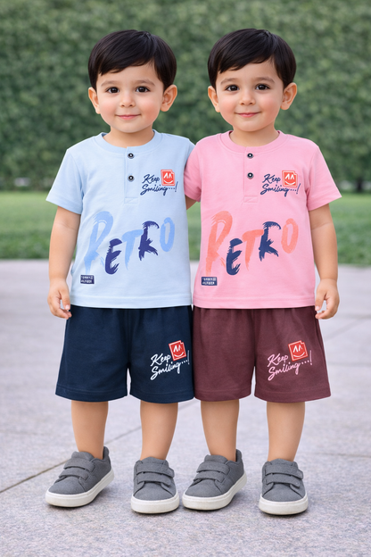 Kids Unisex Hosiery Cotton T-Shirt & Shorts Set