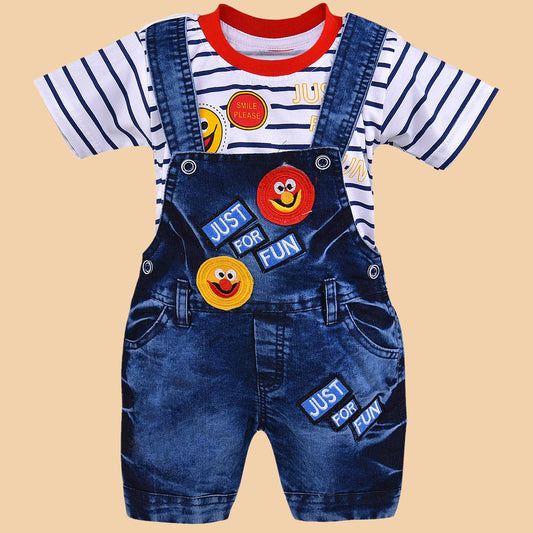 Striped Denim Boys Dungaree Set Online