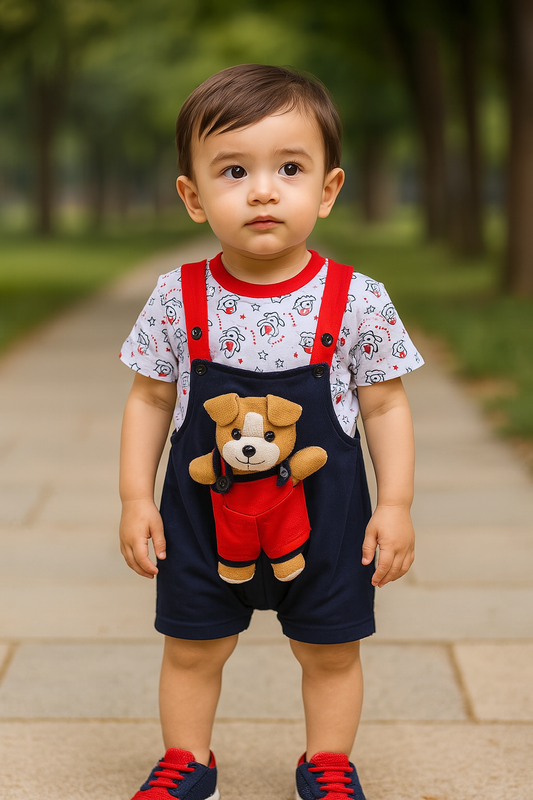 Wish Karo Unisex Dungaree Dress for Baby Boys-Baby Girls-(bt32nb)