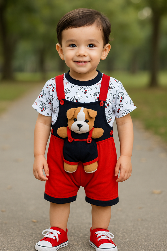 Wish Karo Unisex Dungaree Dress for Baby Boys-Baby Girls-(bt32rd)