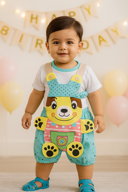 Wish Karo Kids Dungaree Dress For Baby Girls-(bt48blu)