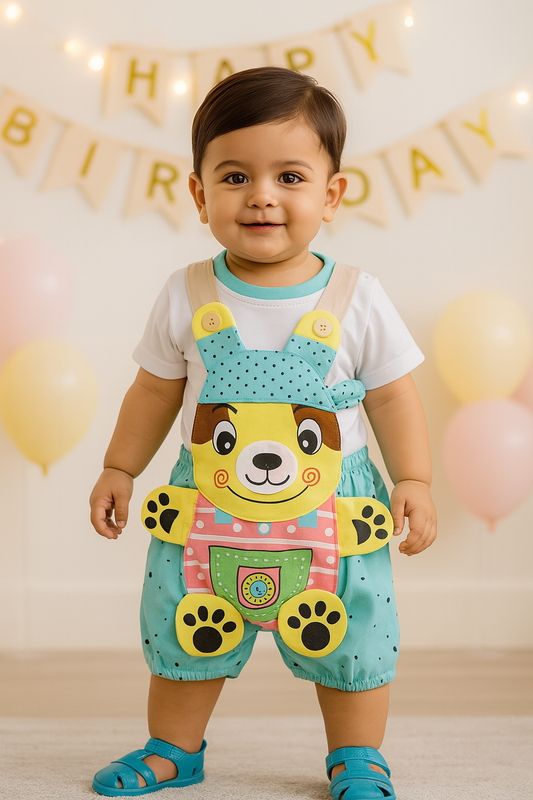 Wish Karo Kids Dungaree Dress For Baby Girls-(bt48blu)