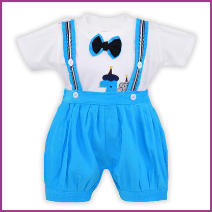 Wish Karo Baby Boys T-Shirt And Dungaree For Boys-(bt502blu)