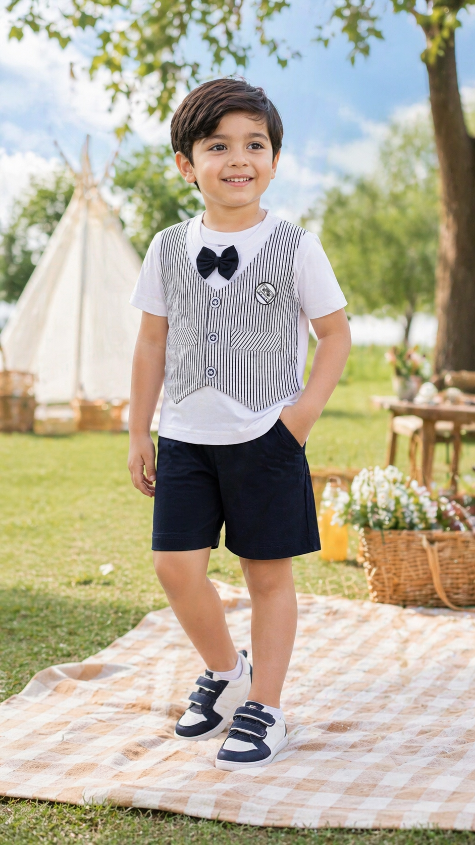 Baby Boys Cotton Striped T-shirt and Shorts Clothing Set