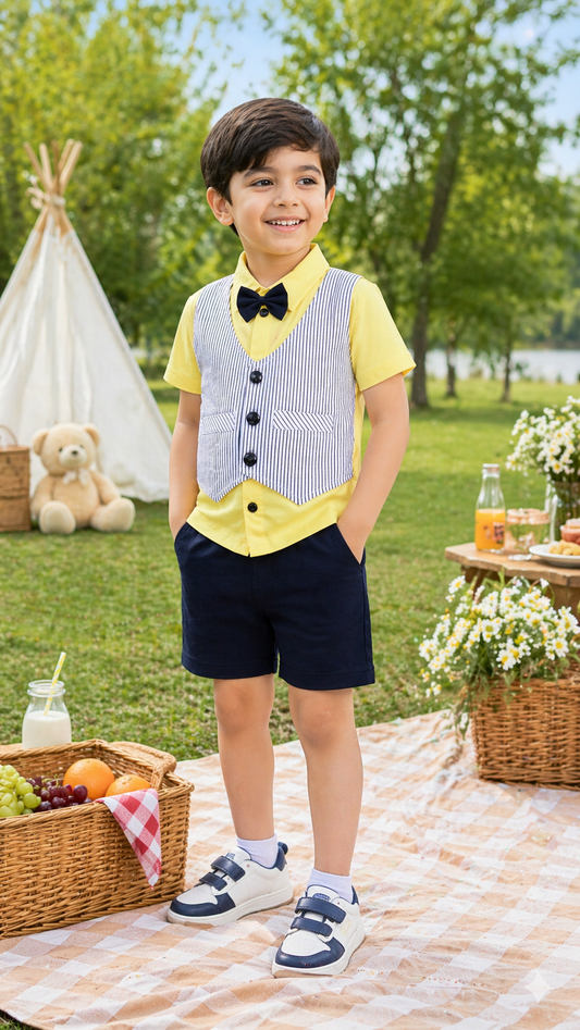 Baby Boys Cotton Striped T-shirt and Shorts Clothing Set