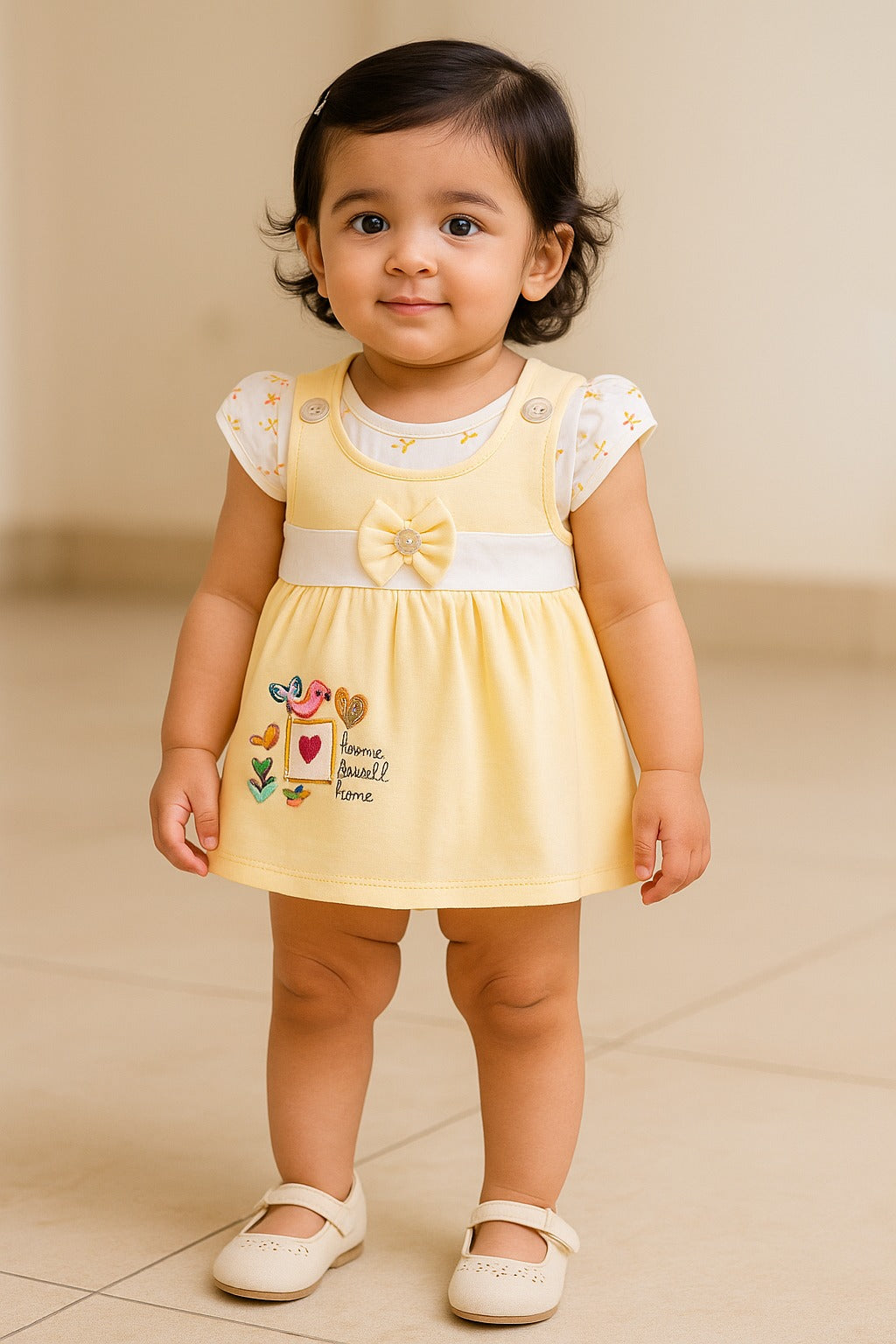 Girls Embroidered Sleeveless Frock dress comes with brief.