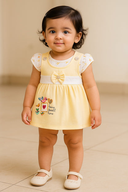 Girls Embroidered Sleeveless Frock dress comes with brief.