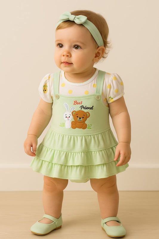 Girls Animal Print Cap Sleeve Frock Dress Comes with Brief