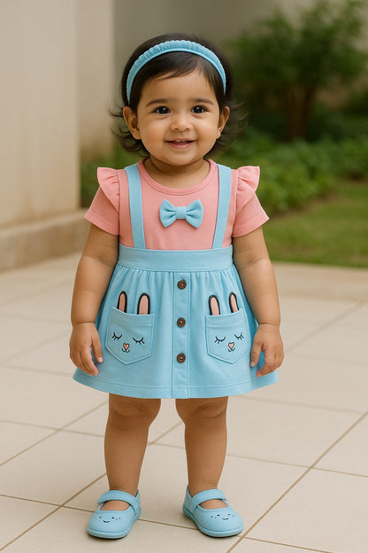 Girls Embroidered Regular Sleeve Frock Dress comes With Brief