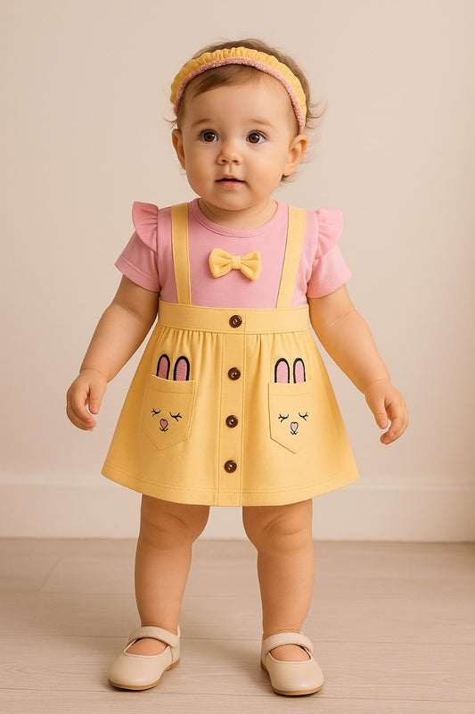 Girls Embroidered Regular Sleeve Frock Dress comes With Brief